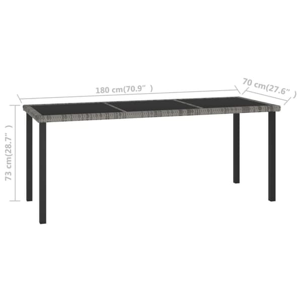 vidaXL Trädgårdsbord grå 180x70x73 cm konstrotting