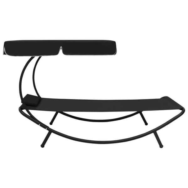 vidaXL Solsäng med tak & kudde svart