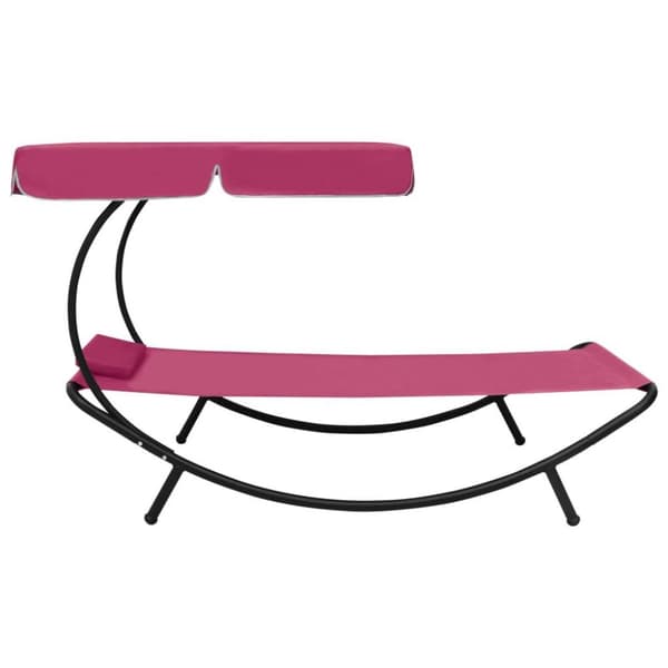 vidaXL Solsäng med tak & kudde rosa