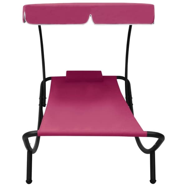 vidaXL Solsäng med tak & kudde rosa