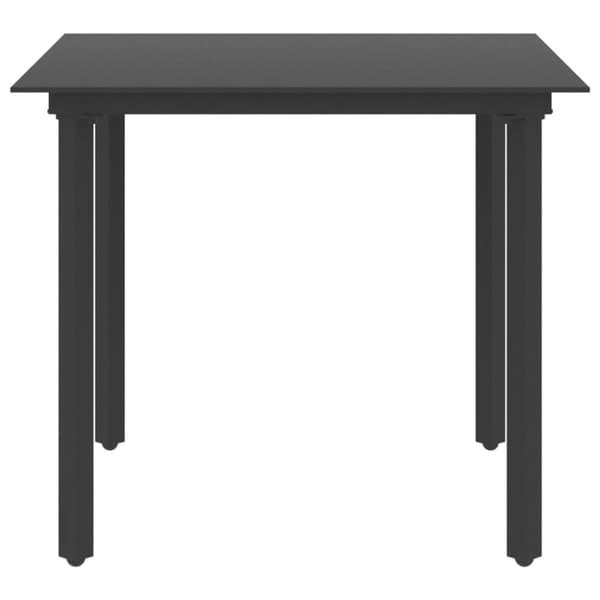 vidaXL havebord 80x80x74 cm stål og glas sort