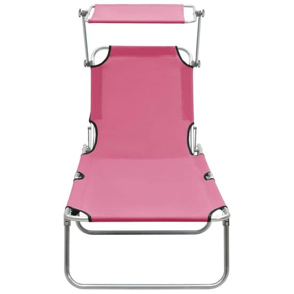 vidaXL Kokoontaitettava aurinkotuoli katoksella teräs magenta pinkki