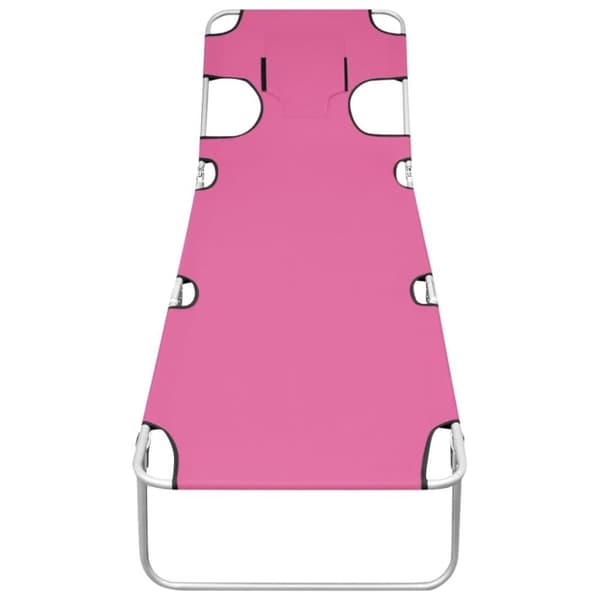 vidaXL foldbar liggestol med nakkehynde stål pink