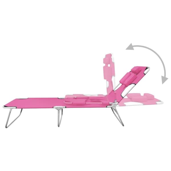 vidaXL foldbar liggestol med nakkehynde stål pink
