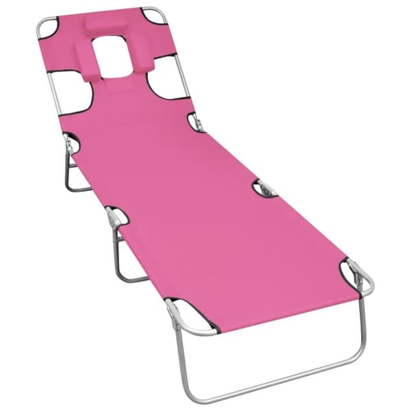 vidaXL foldbar liggestol med nakkehynde stål pink