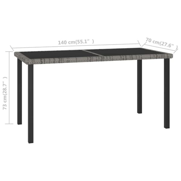 vidaXL havebord 140x70x73 cm polyrattan grå