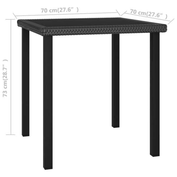 vidaXL havebord 70x70x73 cm polyrattan grå