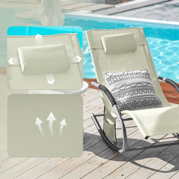 SoBuy 2 x Gungstolar | Solsängar för utomhusbruk Beige OGS28-MIx2