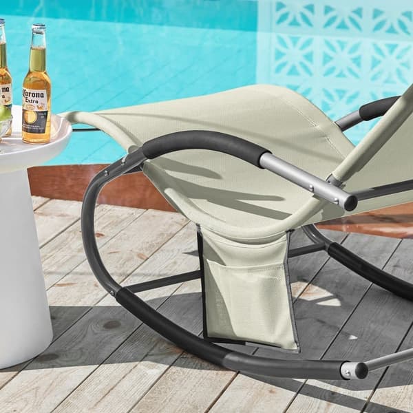 SoBuy 2 x Gungstolar | Solsängar för utomhusbruk Beige OGS28-MIx2
