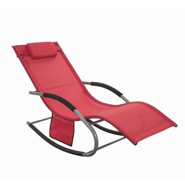 SoBuy Lænestol med lomme Liggestol Solvogn Relaxstol GARDINER  Standkapacitet: 150 kg rød OGS28-R