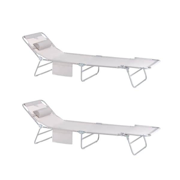 SoBuy 2 x Taitettava aurinkotuolit katoksella Rantatuolit Varavuodeet Beige OGS35-MIx2