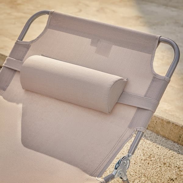 SoBuy 2 x Taitettava aurinkotuolit katoksella Rantatuolit Varavuodeet Beige OGS35-MIx2