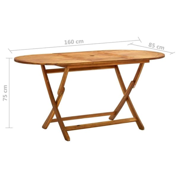 vidaXL Sammenleggbart hagebord 160x85x75 cm heltre akasie