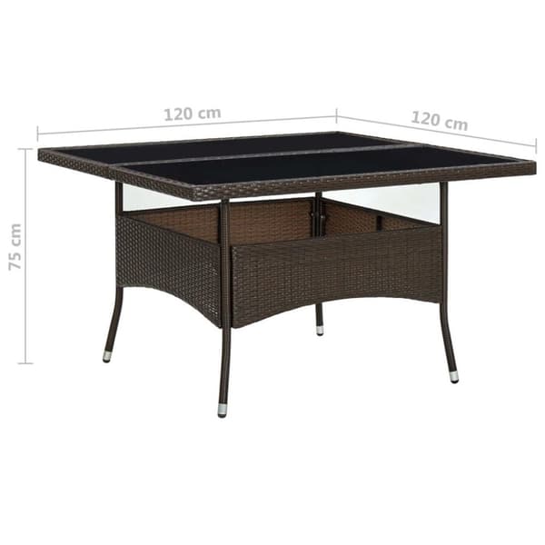 vidaXL Trädgårdsbord brun konstrotting och glas