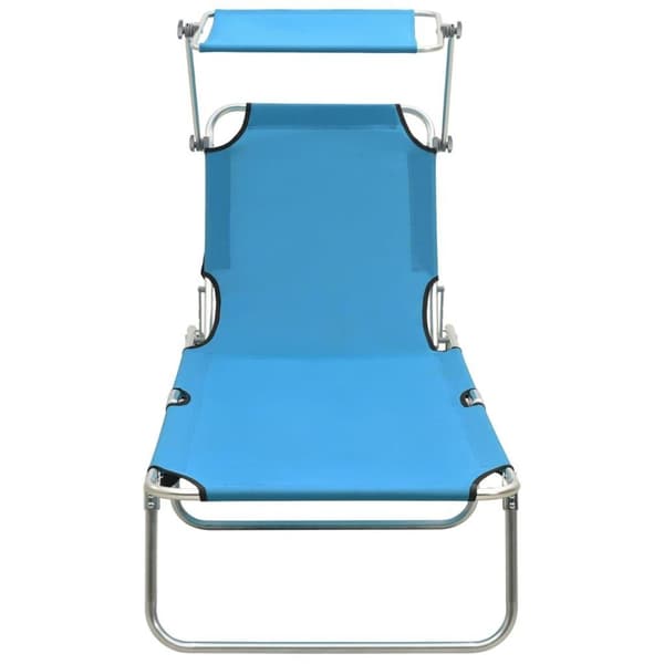 vidaXL foldbar liggestol med baldakin aluminium blå