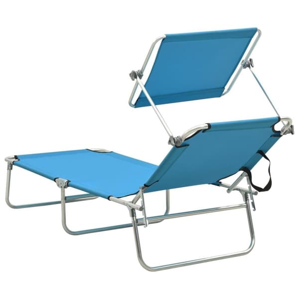 vidaXL foldbar liggestol med baldakin aluminium blå