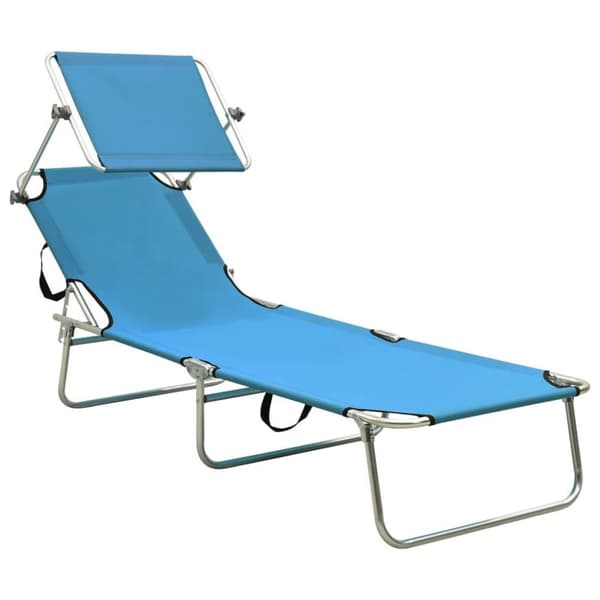 vidaXL foldbar liggestol med baldakin aluminium blå