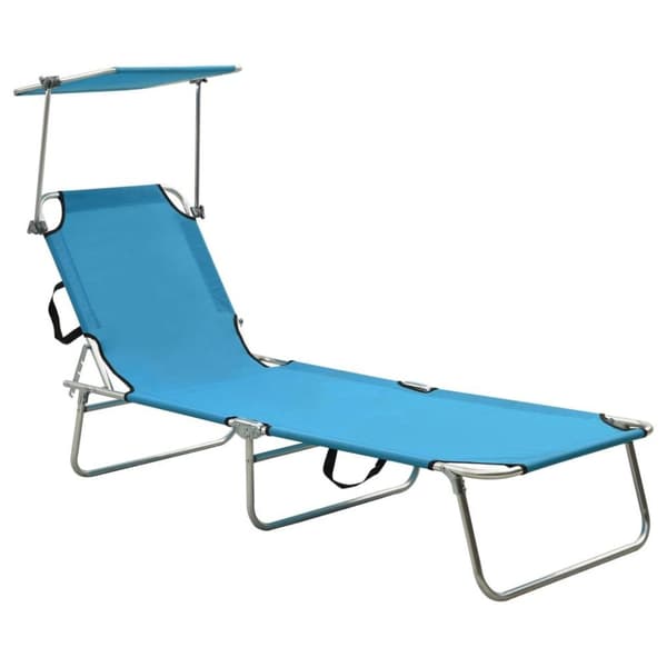 vidaXL foldbar liggestol med baldakin aluminium blå