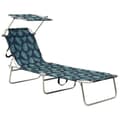 Miniatyrbillede 1 af 8: vidaXL foldbar liggestol med baldakin aluminium bladmønster