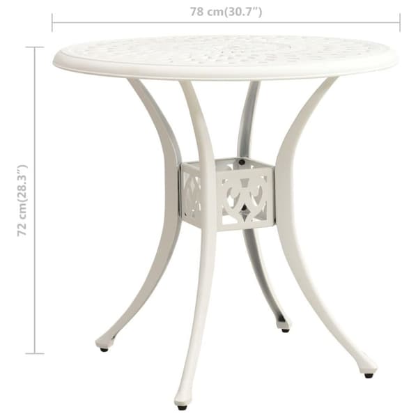 vidaXL havebord 78x78x72 cm støbt aluminium hvid