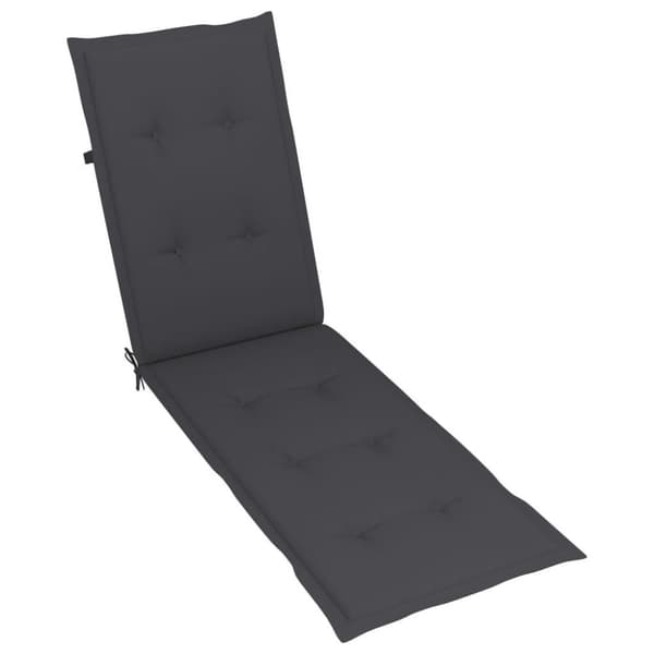 vidaXL Däckstol med fotstöd och dyna massivt akaciaträ