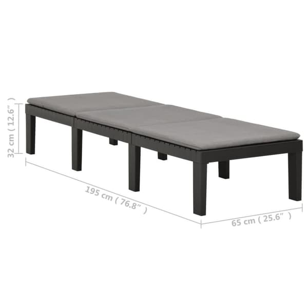 vidaXL Solsäng med dyna plast antracit