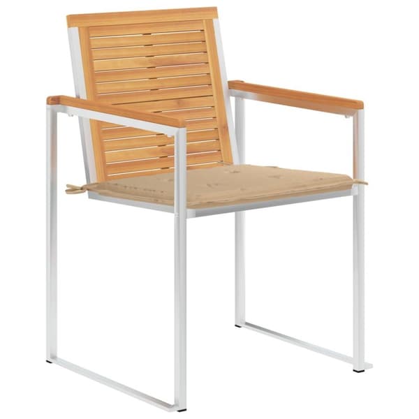 vidaXL Trädgårdsstolar 2 st med dynor massiv teak och stål