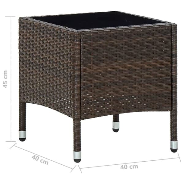 vidaXL havebord 40x40x45 cm polyrattan brun