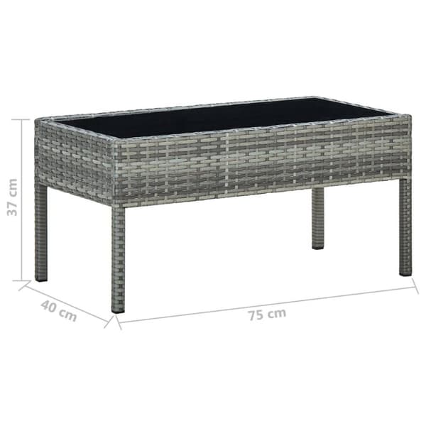 vidaXL havebord 75x40x37 cm polyrattan grå