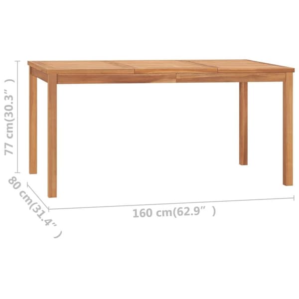 vidaXL Utendørs spisebord 160x80x77 cm heltre teak