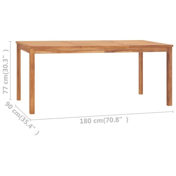 vidaXL havebord 180x90x77 cm massivt teaktræ