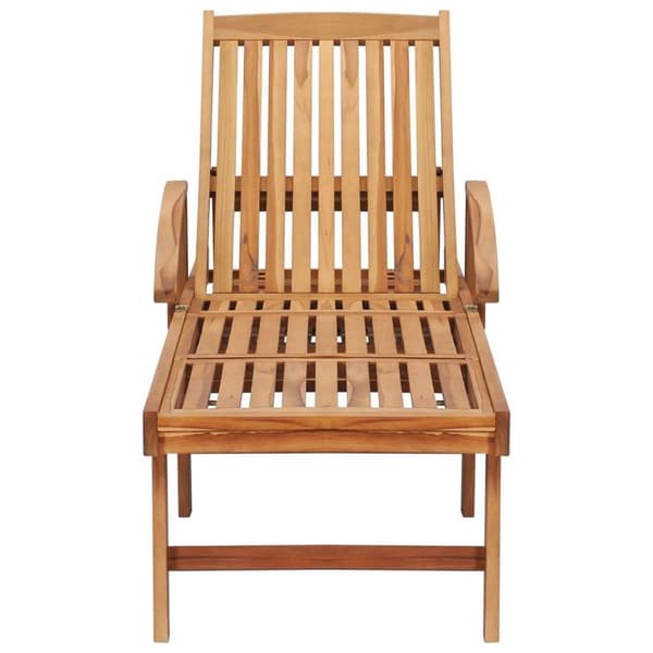 vidaXL Solsäng med bord och dyna massiv teak
