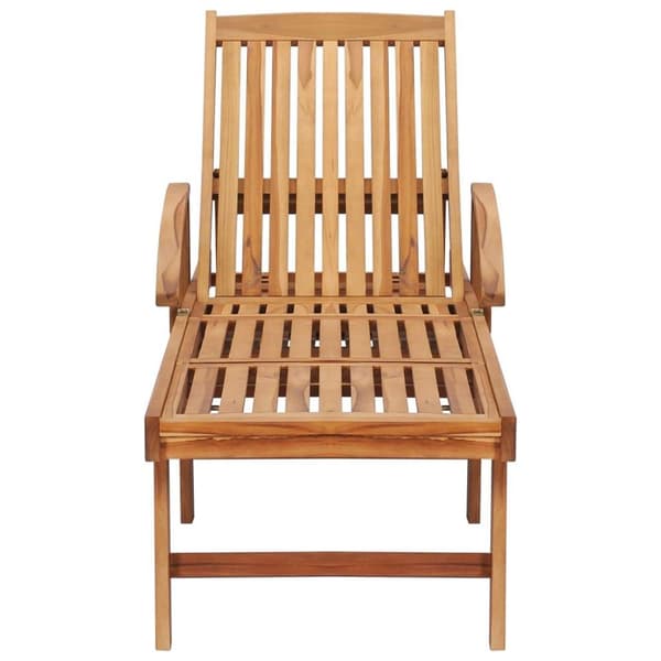 vidaXL Solsäng med bord och dyna massiv teak