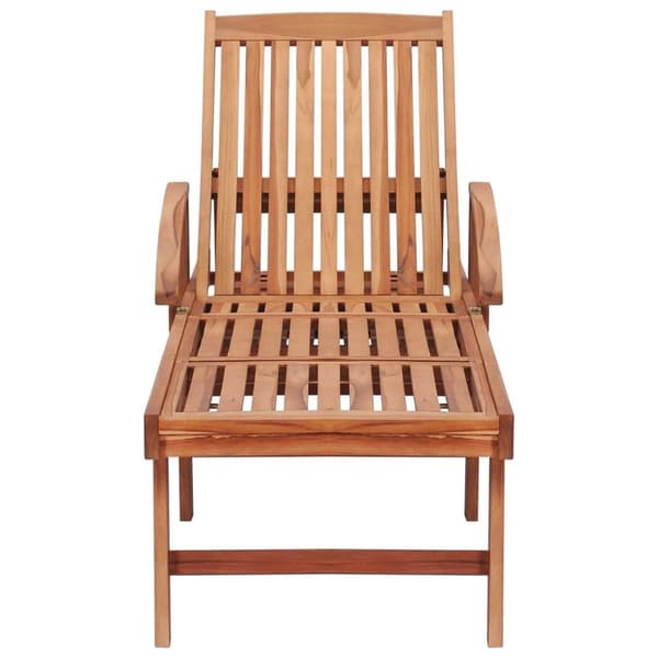 vidaXL Solsäng med gräddvit dyna massiv teak