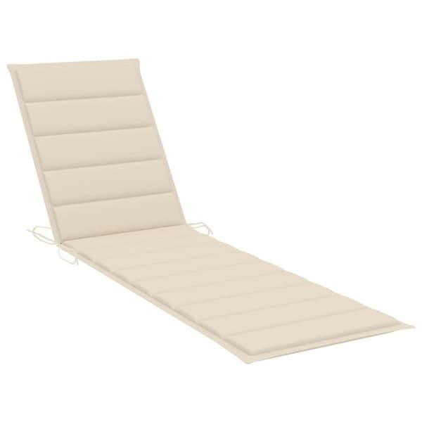vidaXL Solsäng med gräddvit dyna massiv teak