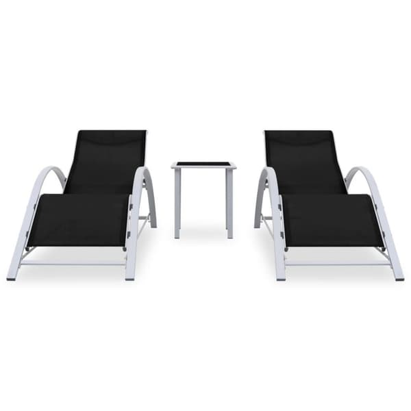 vidaXL Solsenger 2 stk med bord aluminium svart