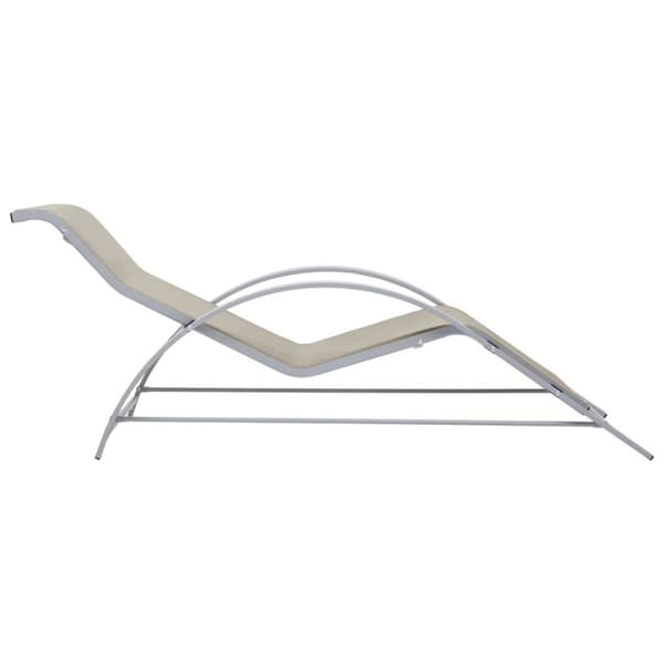 vidaXL liggestole 2 stk. med bord aluminium cremefarvet