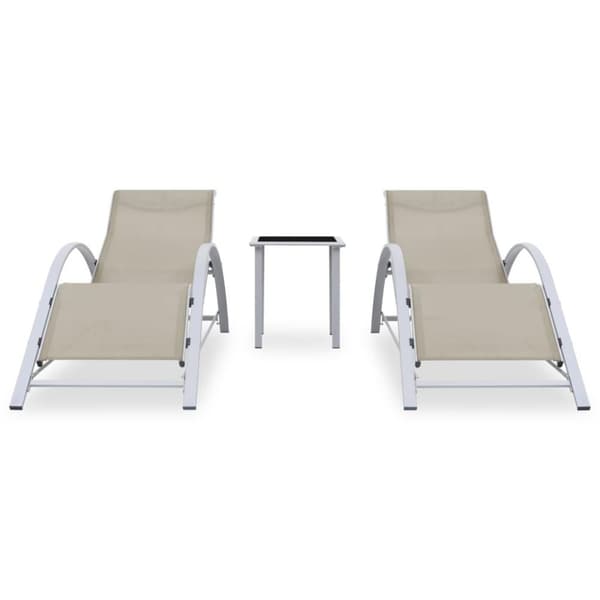 vidaXL liggestole 2 stk. med bord aluminium cremefarvet