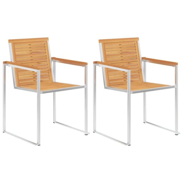 vidaXL Trädgårdsstolar 2 st med dynor massiv teak och stål