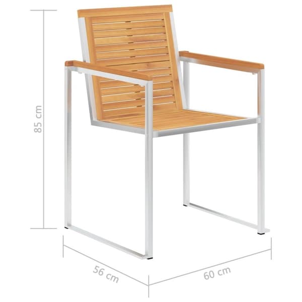 vidaXL Trädgårdsstolar 2 st med dynor massiv teak och stål
