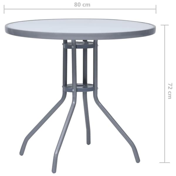 vidaXL havebord 80 cm stål og glas lysegrå