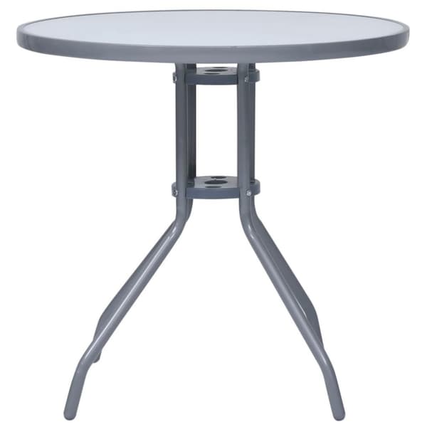 vidaXL havebord 80 cm stål og glas lysegrå