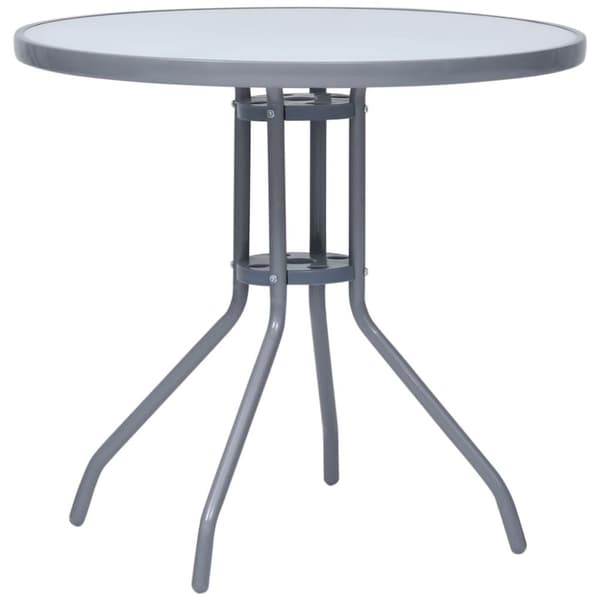 vidaXL havebord 80 cm stål og glas lysegrå