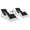 Miniatyrbillede 1 af 10: vidaXL liggestole 2 stk. med bord aluminium sort