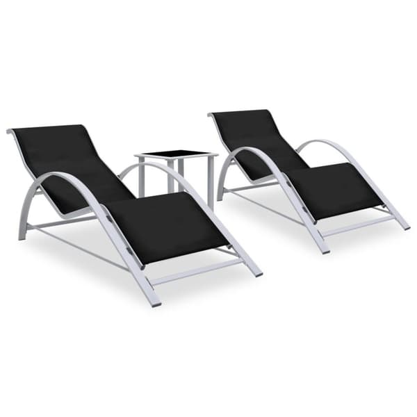 vidaXL liggestole 2 stk. med bord aluminium sort