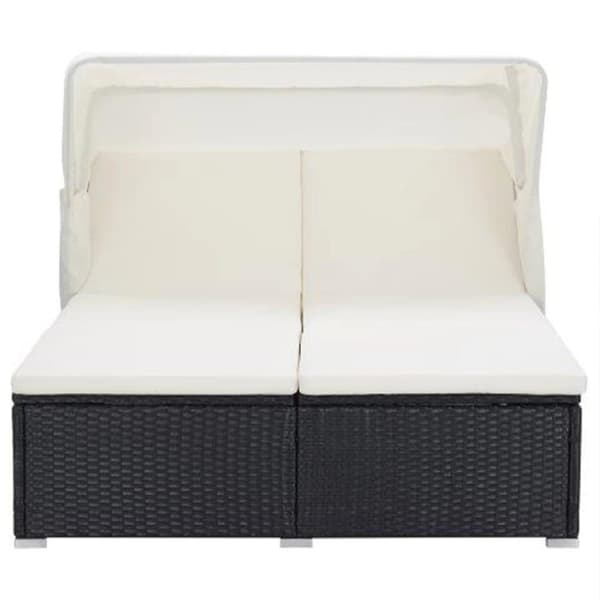 vidaXL 2-personers solseng med hynde polyrattan sort