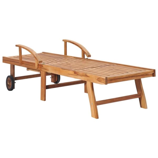 vidaXL Solsäng med taupe dyna massiv teak