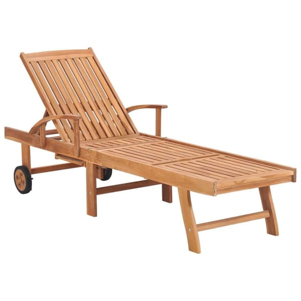 vidaXL Solsäng med taupe dyna massiv teak
