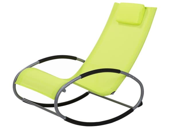 Liggestol Grøn Polyester Grå Metal 88 x 107 x 62 Solseng med Gynge Pude Funktion Understel Have Terrasse Udendørs Altan Indretning Tilbehør
