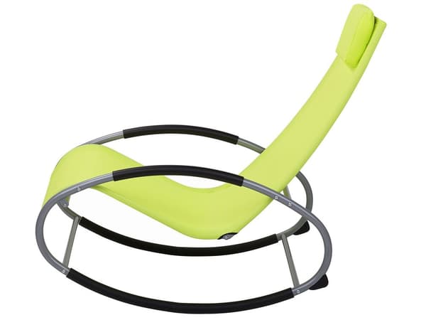 Liggestol Grøn Polyester Grå Metal 88 x 107 x 62 Solseng med Gynge Pude Funktion Understel Have Terrasse Udendørs Altan Indretning Tilbehør